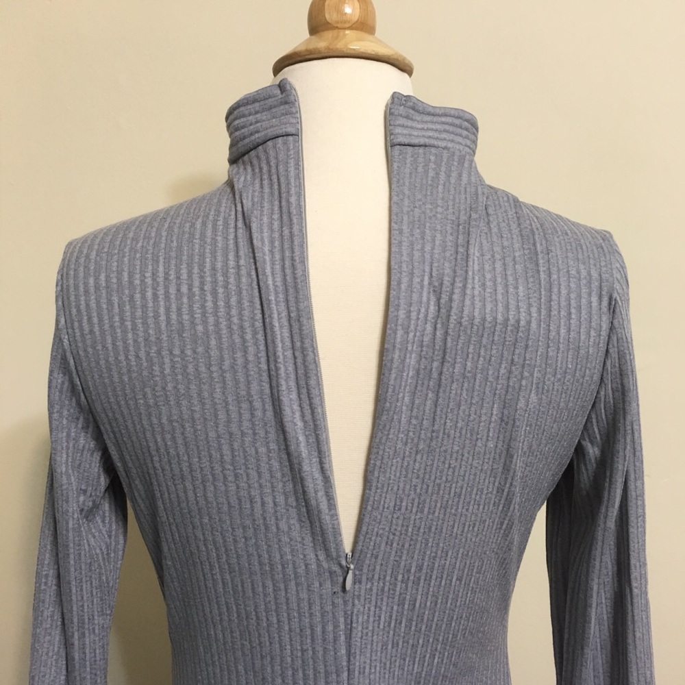 💥 CLEARANCE Choker Grey Ribbed Knit Bodycon Dress - Picture 5 of 5
